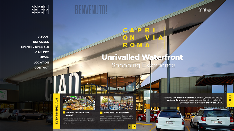 Beispiel für den Einsatz von Linien im Webdesign für Capri on via Roma